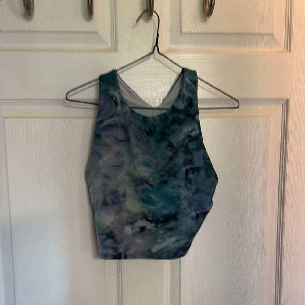 Athleta Blue Gray Asymmetrical Crop Tank Top